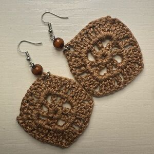 Handcrafted Brown Crochet Earrings
